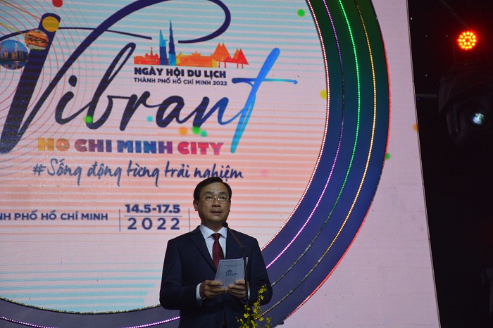 Tổng cục trưởng TCDL Nguyễn Trùng Khánh phát biểu chỉ đạo tại Lễ khai mạc Ngày hội Du lịch TP. HCM năm 2022. Ảnh Trần Lợi
